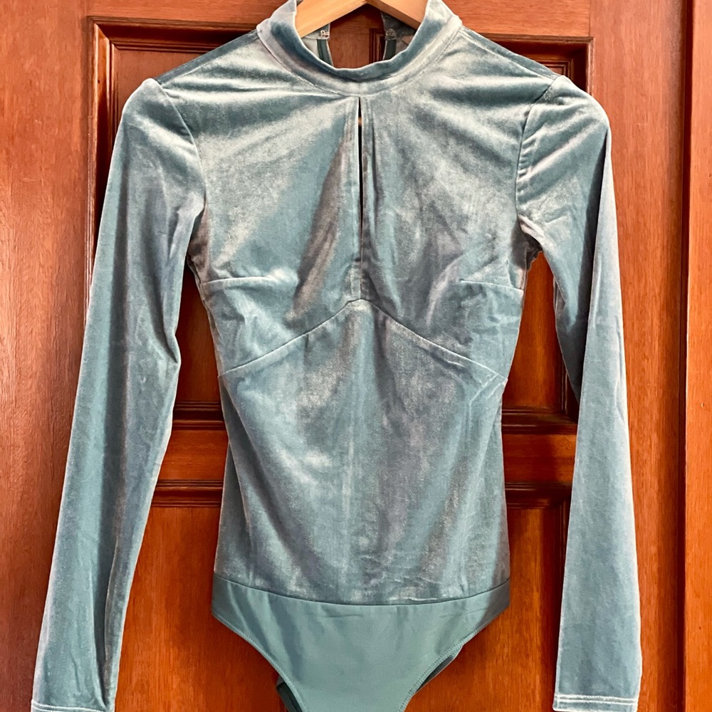 H&M teal velour onesie / leotard XS